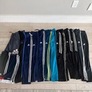 Adidas Kids Athletic Track Pants - Navy, Black, Teal lot of 13
Pairs size 11/12